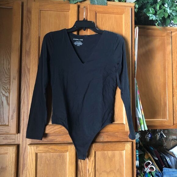 Everlane V-Neck Long Sleeve Thong Bodysuit - L - Picture 2 of 11